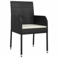 vidaXL Conjunto de Jantar para Jardim com almofada 5 pcs Preto vime PE