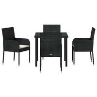vidaXL Conjunto de Jantar para Jardim com almofada 5 pcs Preto vime PE