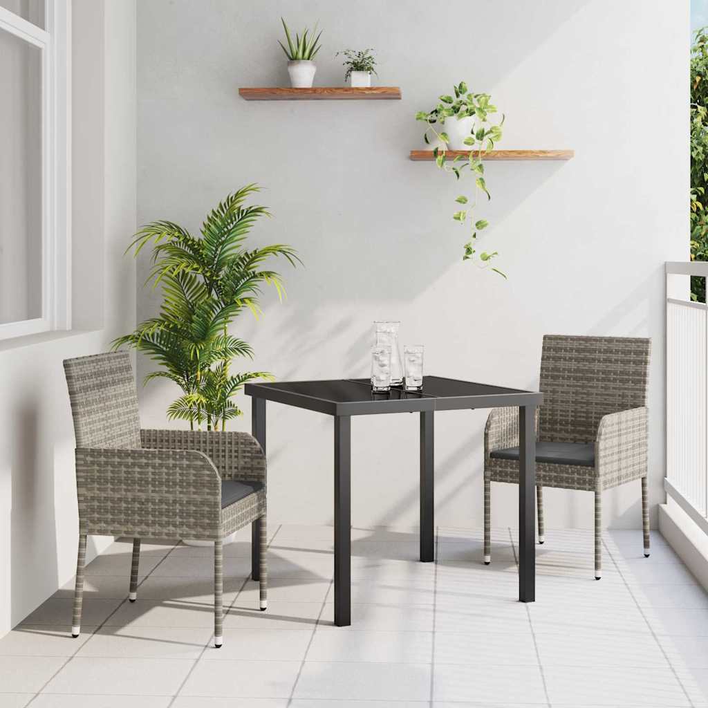 vidaXL Conjunto de Jantar para Jardim com almofada 5 pcs Preto vime PE