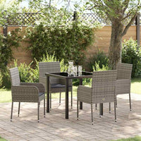 vidaXL Conjunto de Jantar para Jardim com almofada 5 pcs Preto vime PE