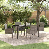 vidaXL Conjunto de Jantar para Jardim com almofada 5 pcs Preto vime PE