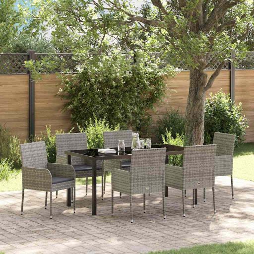 vidaXL Conjunto de Jantar para Jardim com almofada 5 pcs Preto vime PE