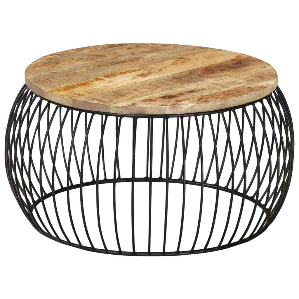 vidaXL Mesa de centro redonda 68x37 cm madeira reciclada maciça