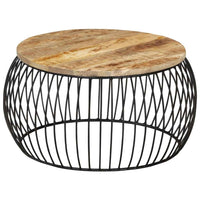 vidaXL Mesa de centro redonda 68x37 cm madeira reciclada maciça