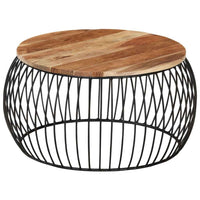 vidaXL Mesa de centro redonda 68x37 cm madeira reciclada maciça