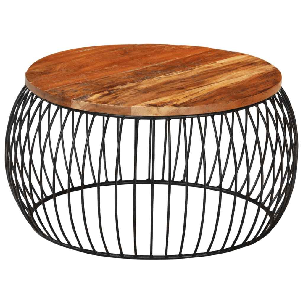 vidaXL Mesa de centro redonda 68x37 cm madeira reciclada maciça