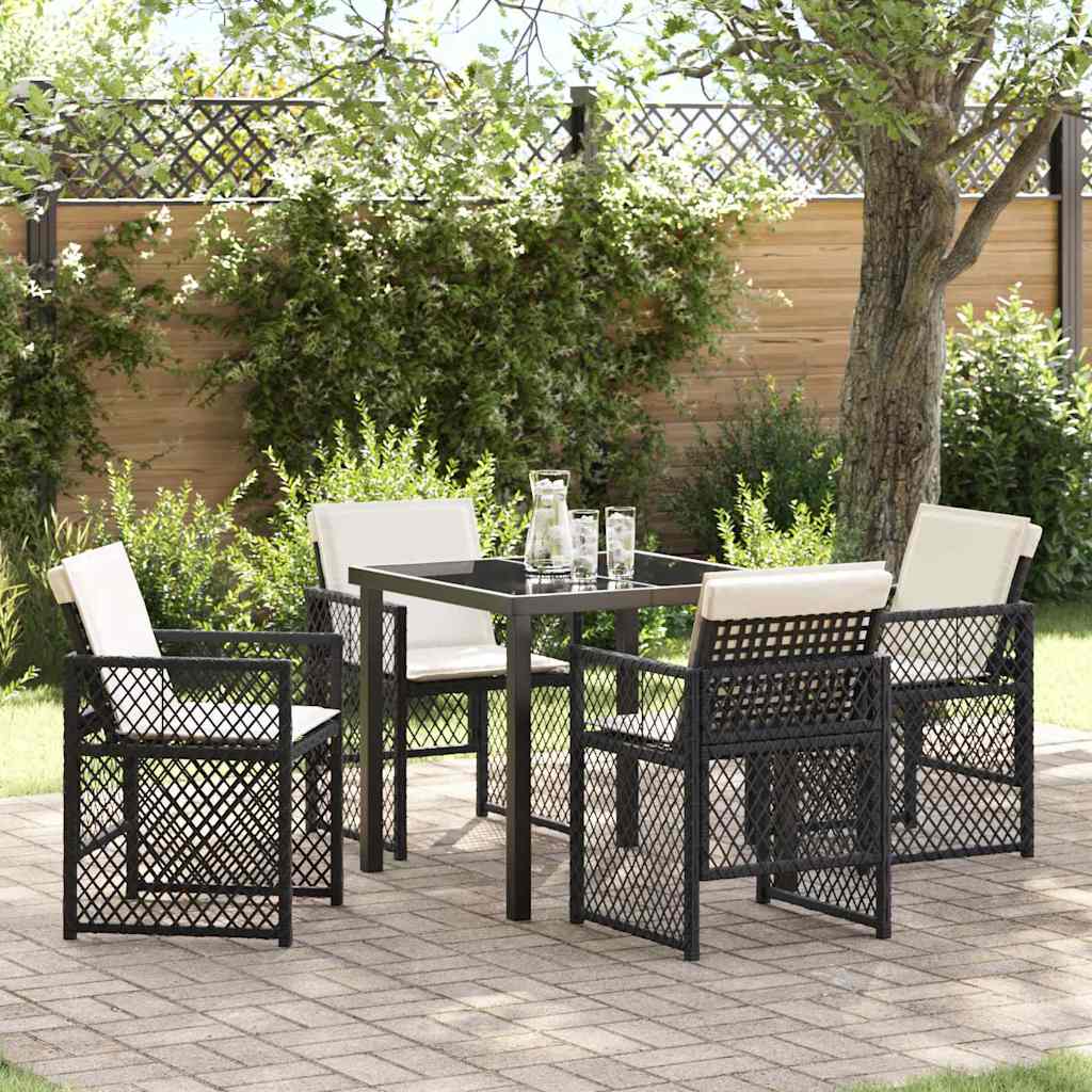 vidaXL Conjunto de Jantar para Jardim 5 pcs Preto vime PE