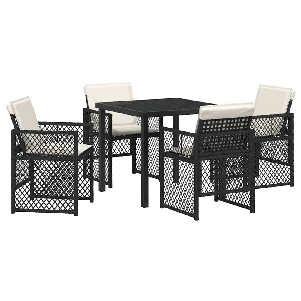 vidaXL Conjunto de Jantar para Jardim 5 pcs Preto vime PE