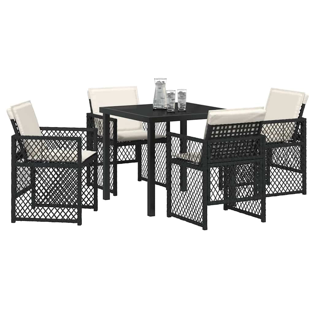 vidaXL Conjunto de Jantar para Jardim 5 pcs Preto vime PE