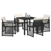 vidaXL Conjunto de Jantar para Jardim 5 pcs Preto vime PE
