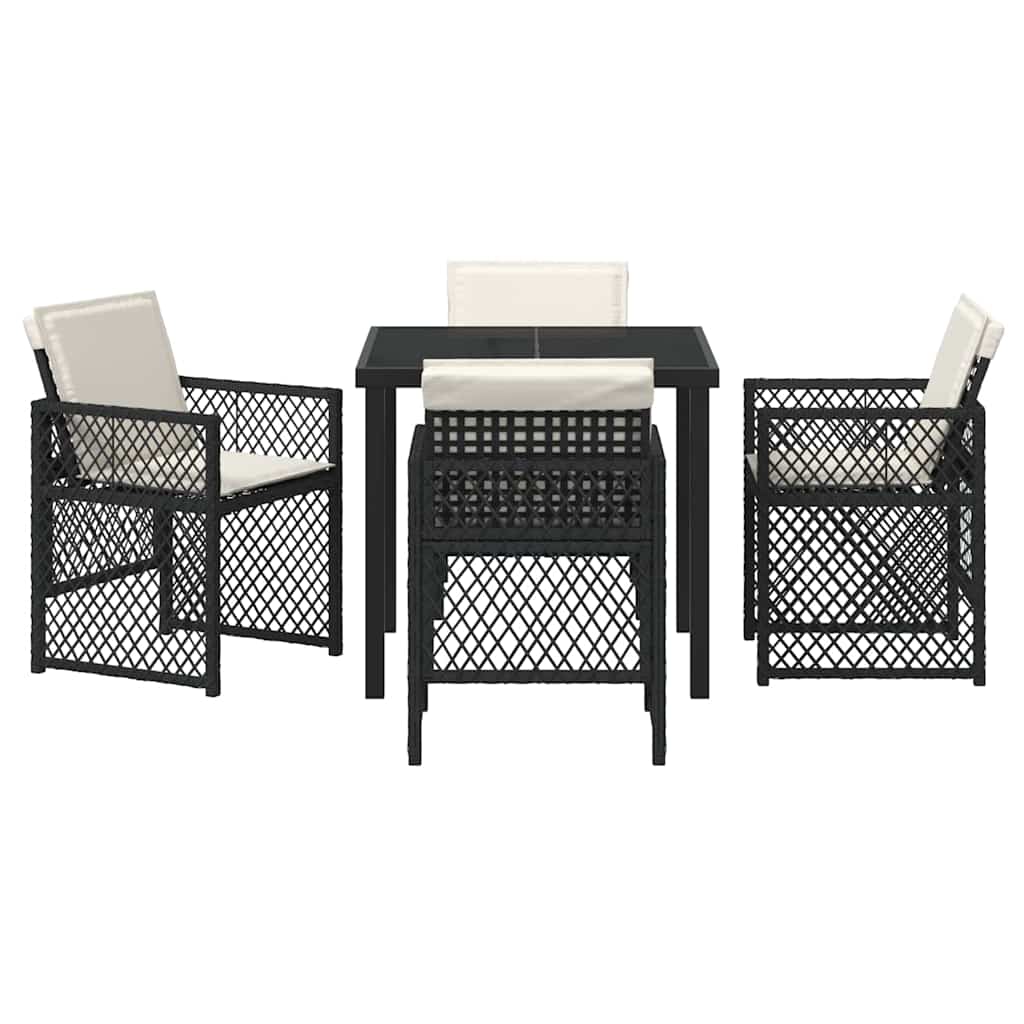 vidaXL Conjunto de Jantar para Jardim 5 pcs Preto vime PE