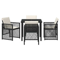 vidaXL Conjunto de Jantar para Jardim 5 pcs Preto vime PE
