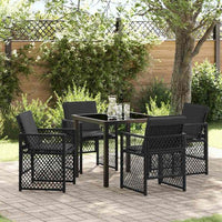 vidaXL Conjunto de Jantar para Jardim 5 pcs Preto vime PE