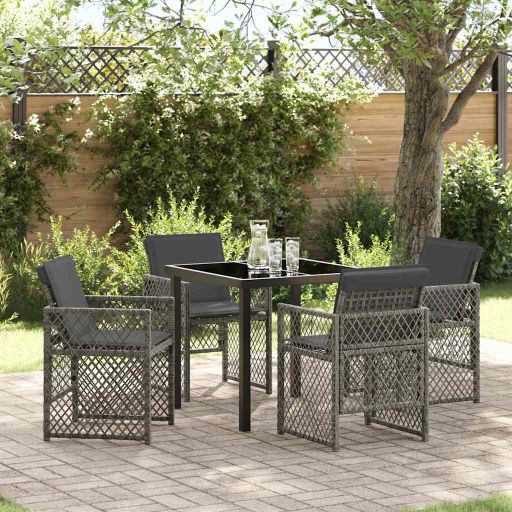 vidaXL Conjunto de Jantar para Jardim 5 pcs Preto vime PE
