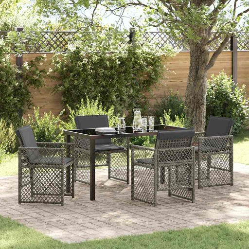 vidaXL Conjunto de Jantar para Jardim 5 pcs Preto vime PE