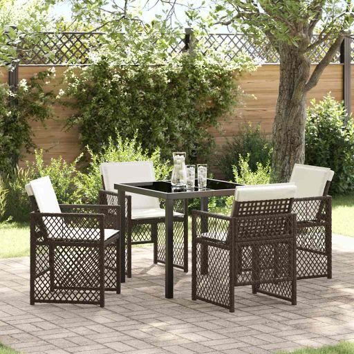 vidaXL Conjunto de Jantar para Jardim 5 pcs Preto vime PE