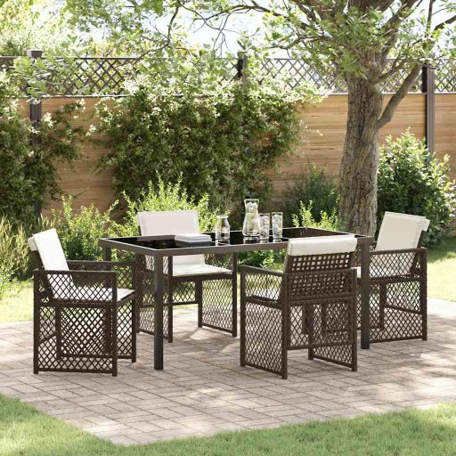 vidaXL Conjunto de Jantar para Jardim 5 pcs Preto vime PE