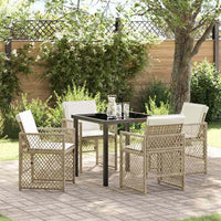vidaXL Conjunto de Jantar para Jardim 5 pcs Preto vime PE