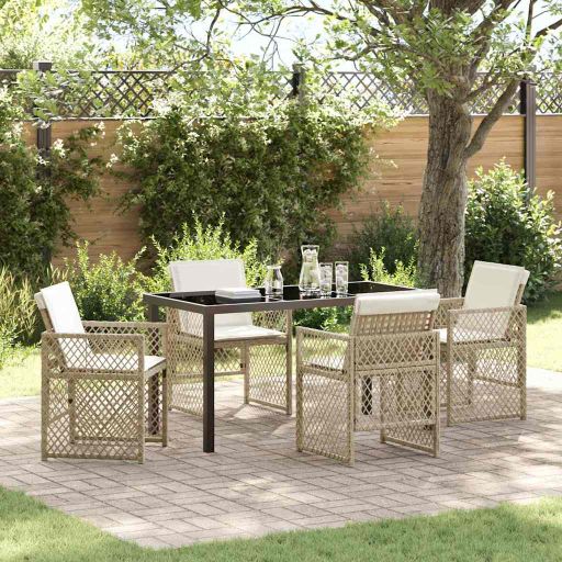 vidaXL Conjunto de Jantar para Jardim 5 pcs Preto vime PE
