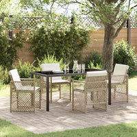 vidaXL Conjunto de Jantar para Jardim 5 pcs Preto vime PE