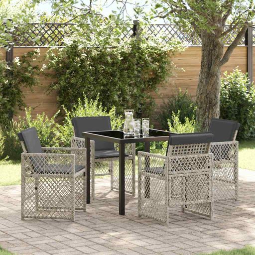 vidaXL Conjunto de Jantar para Jardim 5 pcs Preto vime PE
