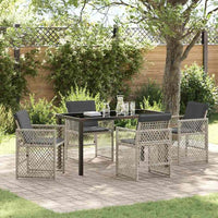 vidaXL Conjunto de Jantar para Jardim 5 pcs Preto vime PE