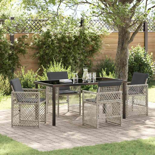 vidaXL Conjunto de Jantar para Jardim 5 pcs Preto vime PE