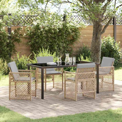 vidaXL Conjunto de Jantar para Jardim 5 pcs Preto vime PE