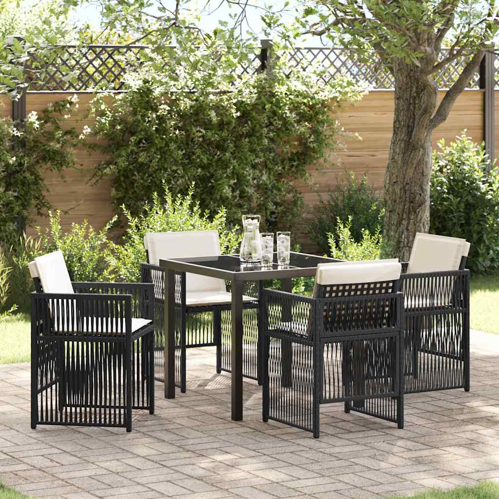 vidaXL Conjunto de Jantar para Jardim 5 pcs Preto Aço revestido a pó