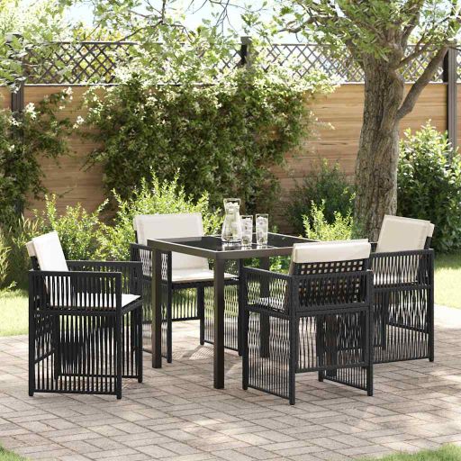 vidaXL Conjunto de Jantar para Jardim 5 pcs Preto Aço revestido a pó