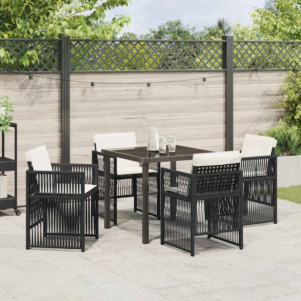 vidaXL Conjunto de Jantar para Jardim 5 pcs Preto Aço revestido a pó