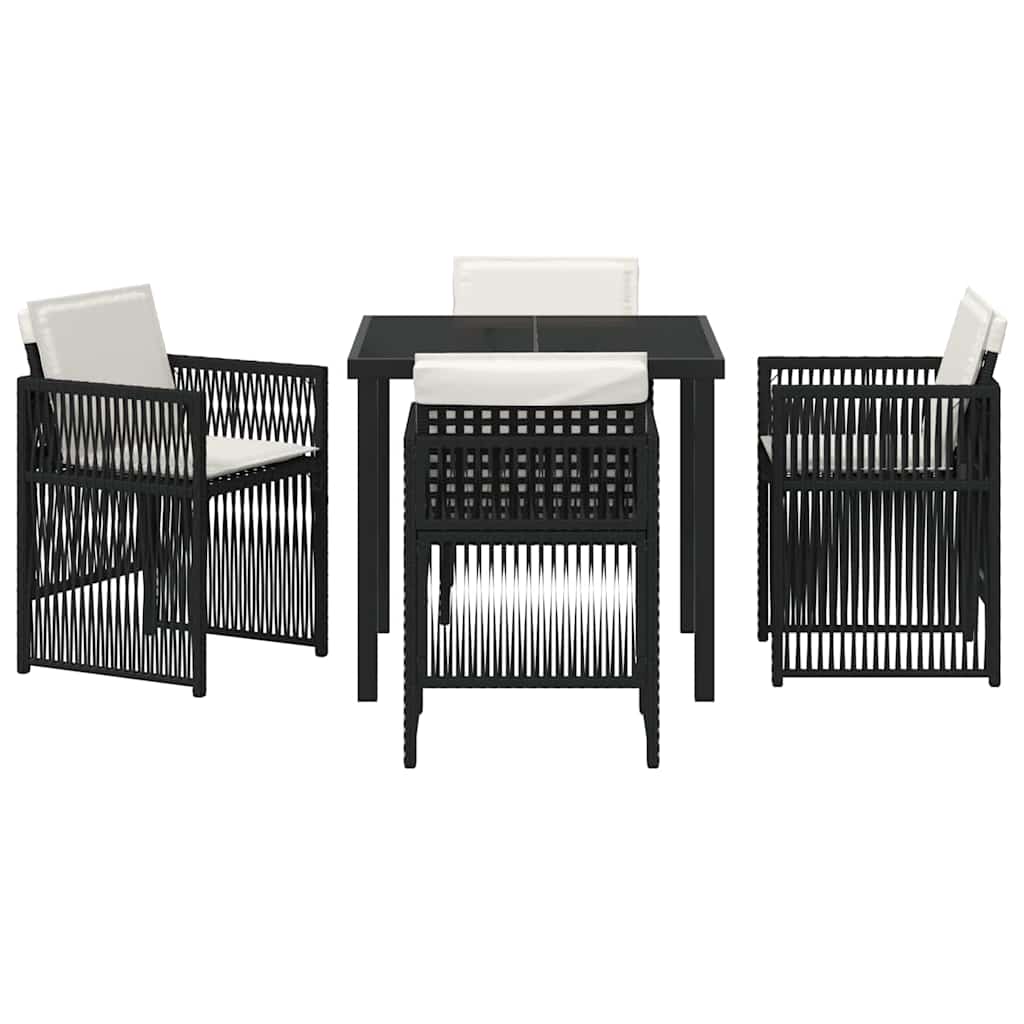 vidaXL Conjunto de Jantar para Jardim 5 pcs Preto Aço revestido a pó