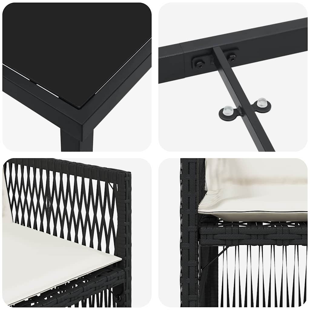 vidaXL Conjunto de Jantar para Jardim 5 pcs Preto Aço revestido a pó