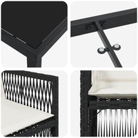 vidaXL Conjunto de Jantar para Jardim 5 pcs Preto Aço revestido a pó