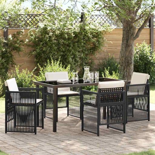 vidaXL Conjunto de Jantar para Jardim 5 pcs Preto Aço revestido a pó