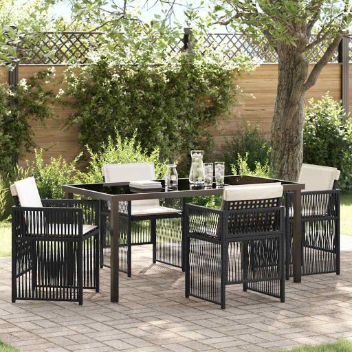 vidaXL Conjunto de Jantar para Jardim 5 pcs Preto Aço revestido a pó