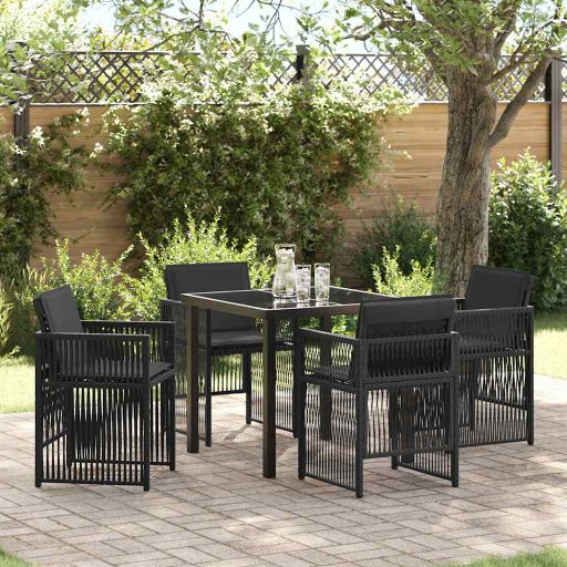 vidaXL Conjunto de Jantar para Jardim 5 pcs Preto Aço revestido a pó
