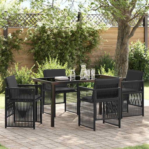 vidaXL Conjunto de Jantar para Jardim 5 pcs Preto Aço revestido a pó