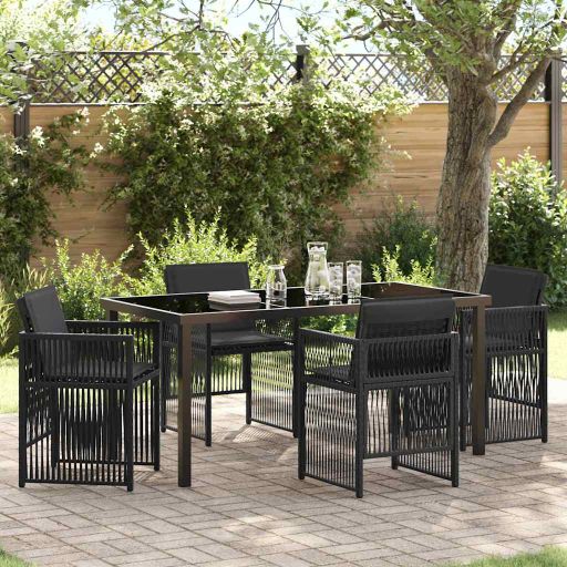 vidaXL Conjunto de Jantar para Jardim 5 pcs Preto Aço revestido a pó