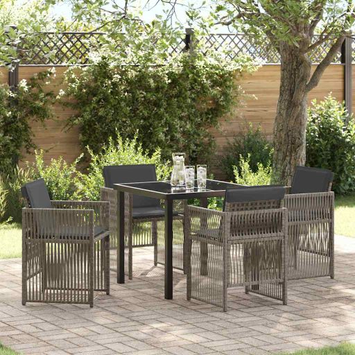vidaXL Conjunto de Jantar para Jardim 5 pcs Preto Aço revestido a pó