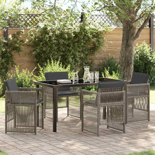 vidaXL Conjunto de Jantar para Jardim 5 pcs Preto Aço revestido a pó