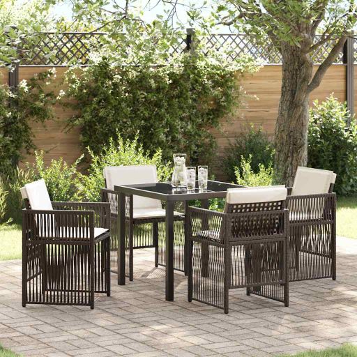 vidaXL Conjunto de Jantar para Jardim 5 pcs Preto Aço revestido a pó