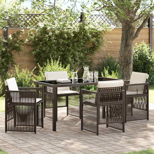 vidaXL Conjunto de Jantar para Jardim 5 pcs Preto Aço revestido a pó