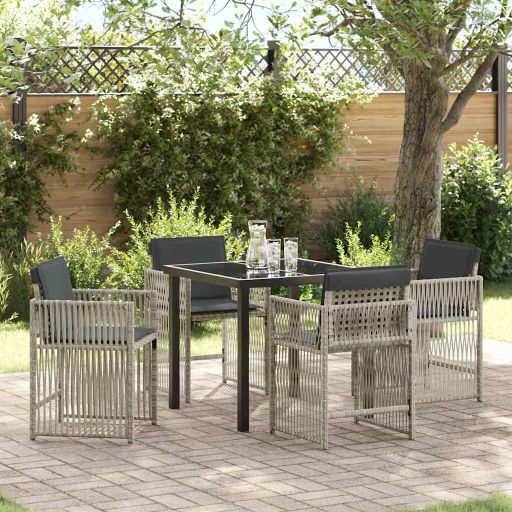 vidaXL Conjunto de Jantar para Jardim 5 pcs Preto Aço revestido a pó