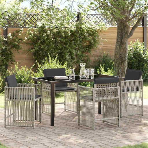 vidaXL Conjunto de Jantar para Jardim 5 pcs Preto Aço revestido a pó