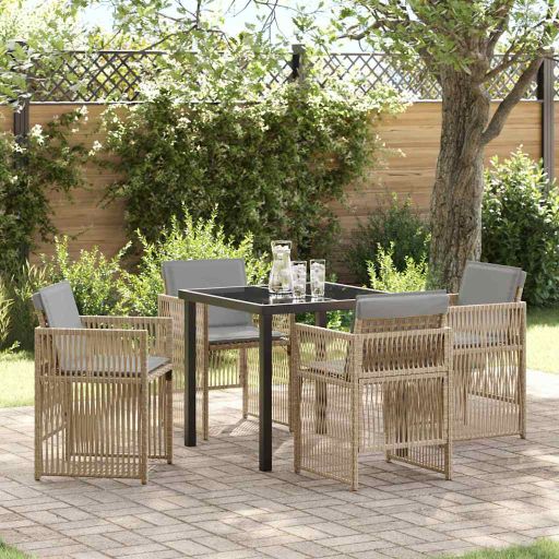 vidaXL Conjunto de Jantar para Jardim 5 pcs Preto Aço revestido a pó