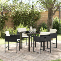 vidaXL Conjunto de Jantar para Jardim 5 pcs Preto vime PE