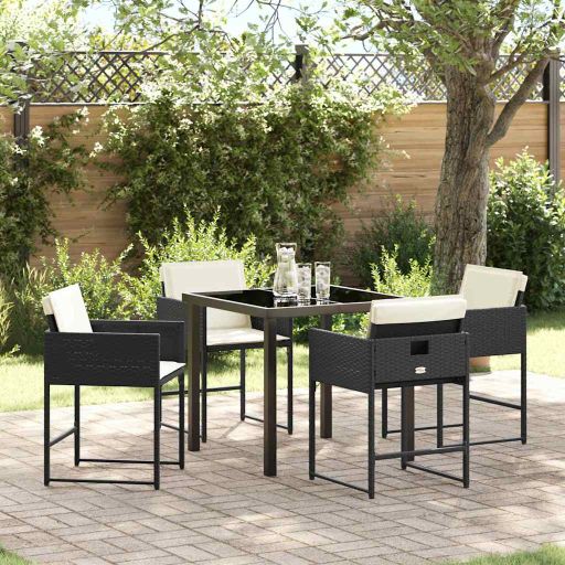 vidaXL Conjunto de Jantar para Jardim 5 pcs Preto vime PE