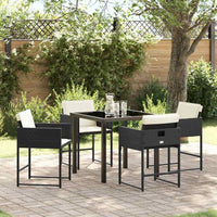 vidaXL Conjunto de Jantar para Jardim 5 pcs Preto vime PE