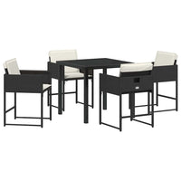vidaXL Conjunto de Jantar para Jardim 5 pcs Preto vime PE